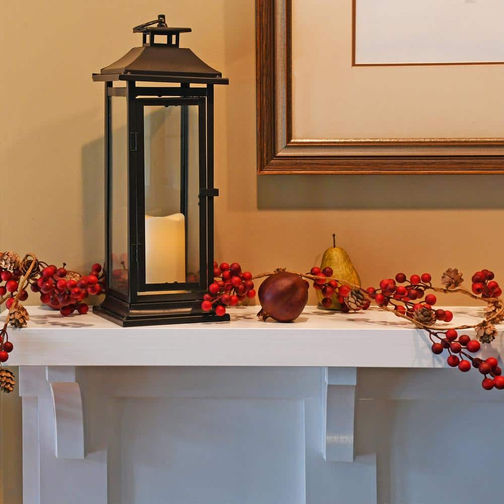 Amber Glow Flameless LED Pillar Lantern in Coastal Style