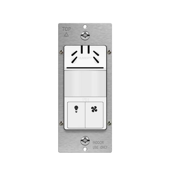 3 Amp 3-Speed Dual Tech Humidity Sensor Switch Bathroom Light and Fan Control in White