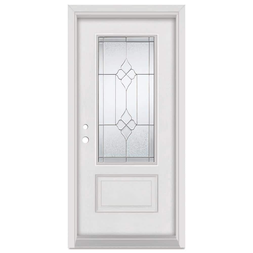 32 in. x 80 in. Geometric Right-Hand Zinc Finished Fiberglass Mahogany Woodgrain Prehung Front Door price history on PriceWatchPro