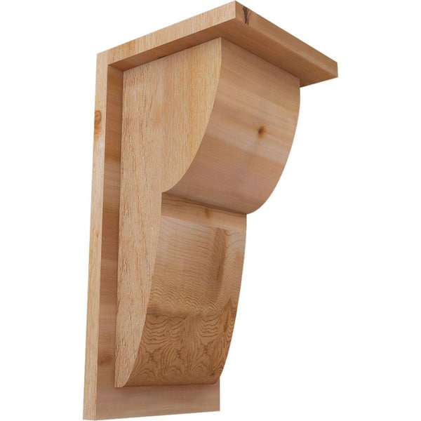 Ekena Millwork 8 in. x 8 in. x 16 in. Western Red Cedar Crestline Rough Sawn Corbel with Backplate