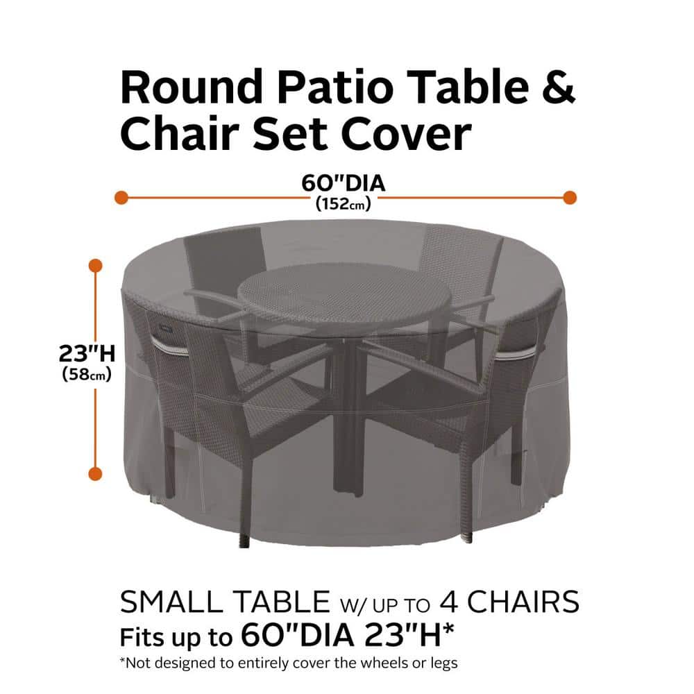 Small Gray Water-Resistant Round Patio Table and Chair Set Cover