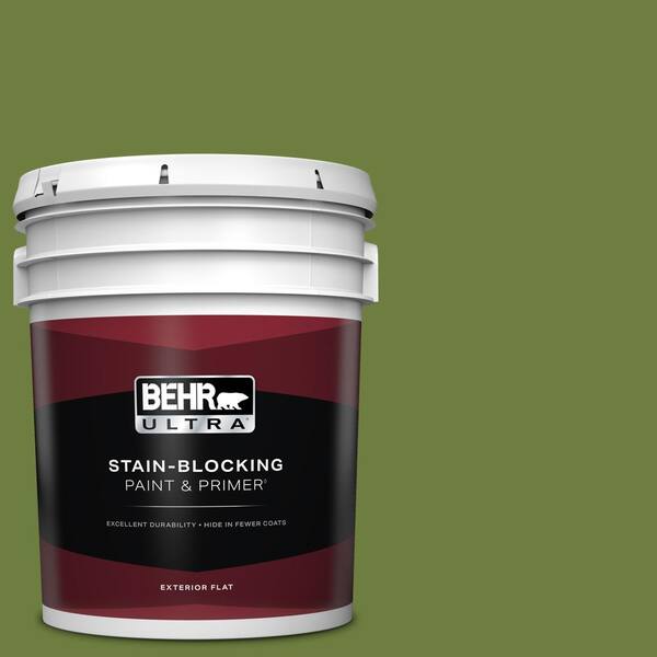 BEHR ULTRA 5 gal. #410D-6 Moss Landing Flat Exterior Paint & Primer