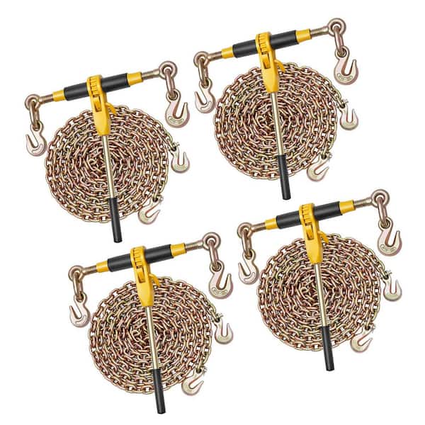 Ratchet Chain Binder for Towing, 5/16 in. x 12.8 ft. G80 Chains,8000 lbs. Working Load, Ratchet Load Binder,2025 Update