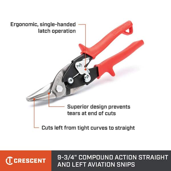 Wiss 9-3/4 in. Compound Action Straight and Left Cut Aviation Snips