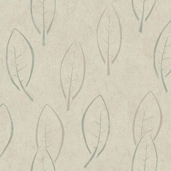 The Wallpaper Company 8 in. x 10 in. Beige and Grey Large Scale Modern Spot Leaf in. Metallics Wallpaper Sample