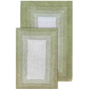 Whitney Ombre 2pc. Reversible Nile Green 21 in. x 34 in. and 17 in. x 24 in. 2-Piece Bath Rug Set