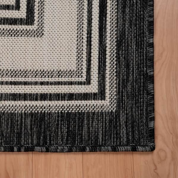 KOZYFLY Black and White Striped Rug, 27.5 x 43 Inches