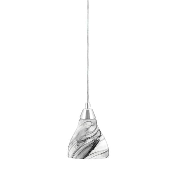 Unbranded Bryson 6 in. 1-Light Chrome Cord Pendant Light with 6.25 in. Onyx Swirl Glass Shade, no bulb included