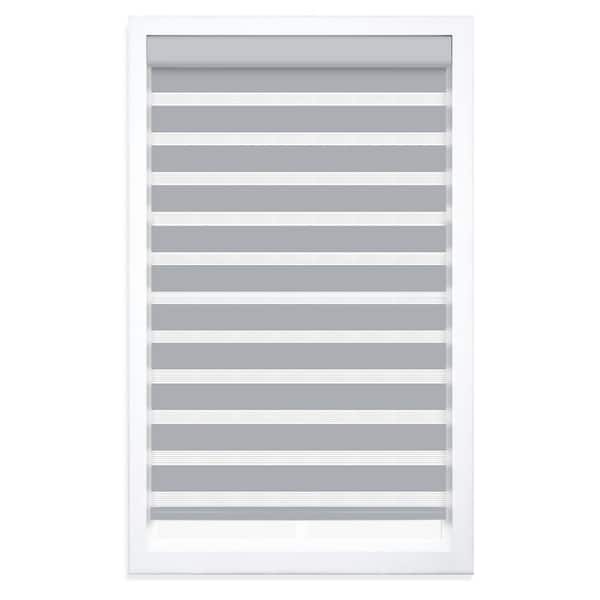Perfect Lift Window Treatment Gray Cordless Zebra Polyester Roller Shade, 36 in. W x 72 in. L