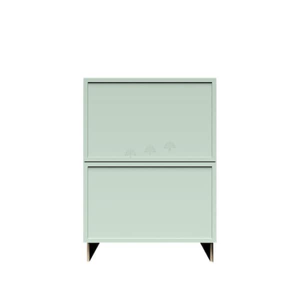 Slim Shaker Assembled 24 in. W x 34.5 in. H x 24 in. D 2-Drawer Kitchen Cabinet in Green