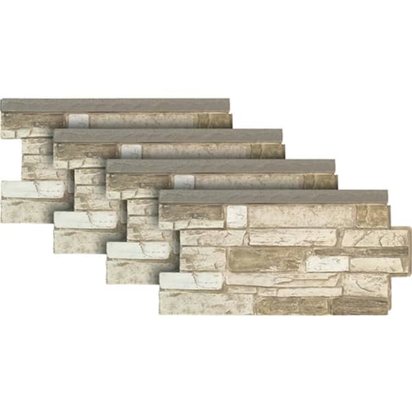 Ledgestone Wainscot 24 in. x 48 in. Almond Taupe Faux Stone Siding Panel 4-Pack