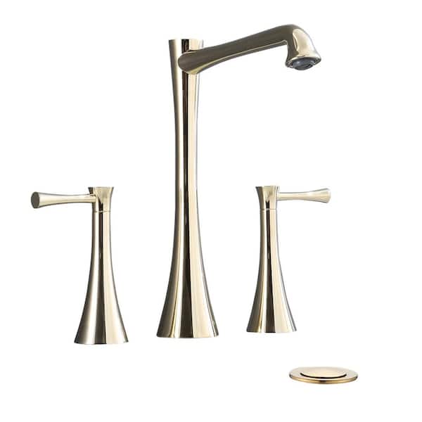 Dyiom Widespread 2-Handles Bathroom Faucet with Drain Assembly, Gold