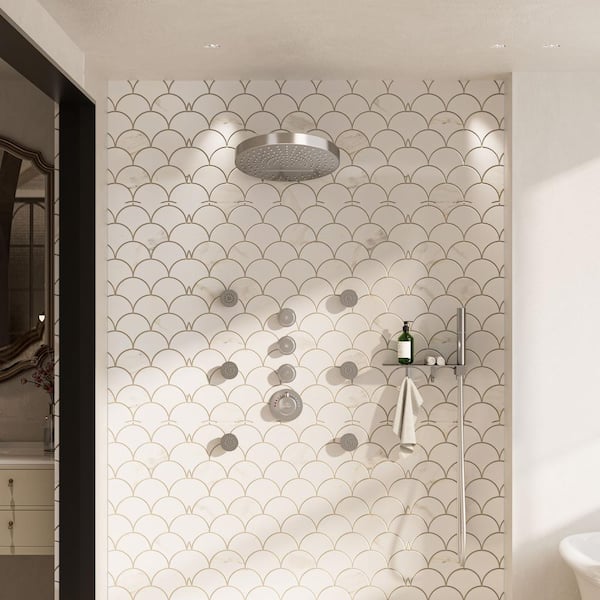 Dual Showers 4-Spray Patterns 12.6 in. Round Wall Mounted Fixed and Handheld Shower Head 1.8 GPM in Brushed Nickel