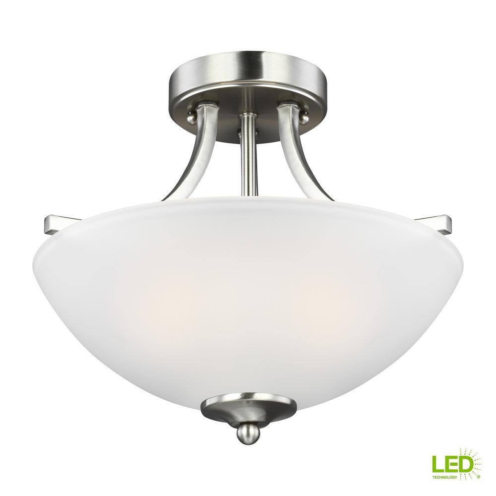 Brushed Nickel LED Semi-Flush Convertible Pendant Light
