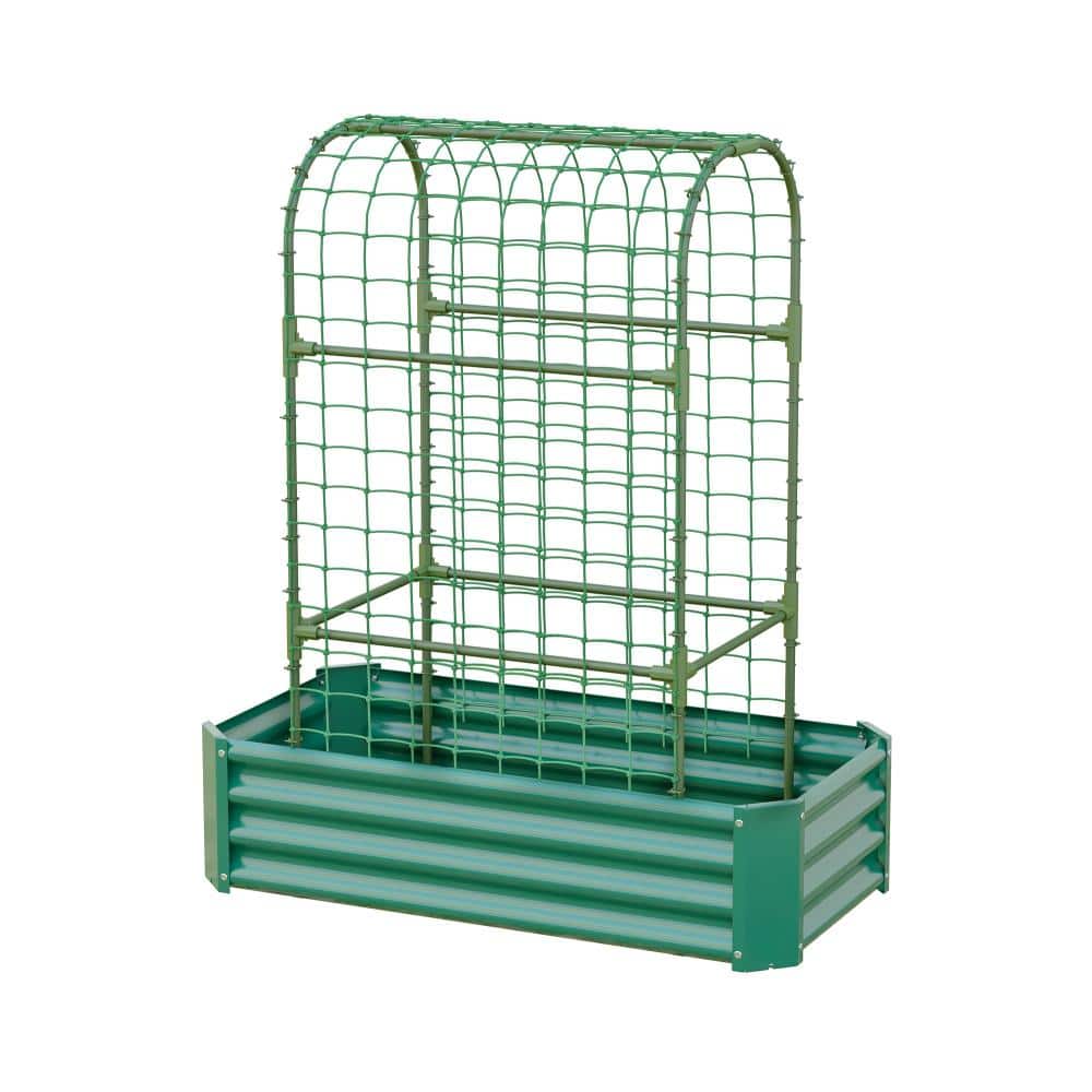 Avex Green Metal Rectangular 2-in-1 Raised Garden Bed with Trellis Outdoor Arch Planter Box price history on PriceWatchPro