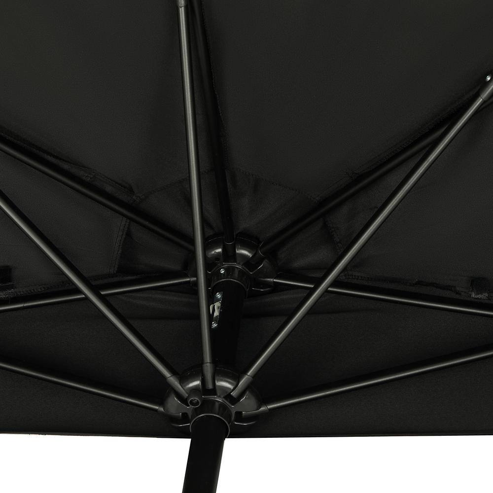 Lanai 9-ft Black Polyester Half Patio Umbrella with Steel Frame