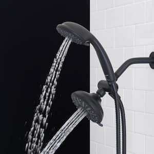 6-Spray 5 in. Dual Wall Mount Fixed and Handheld Shower Head 1.8 GPM in Matte Black