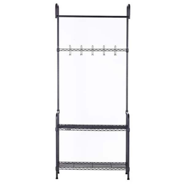 Winado Black Steel Clothes Rack 29.53 in. W x 70.87 in. H