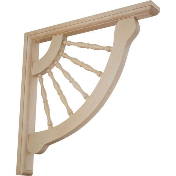 Ekena Millwork 1-1/2 in. x 12 in. x 12 in. Maple Crendon Wagon Wheel Bracket
