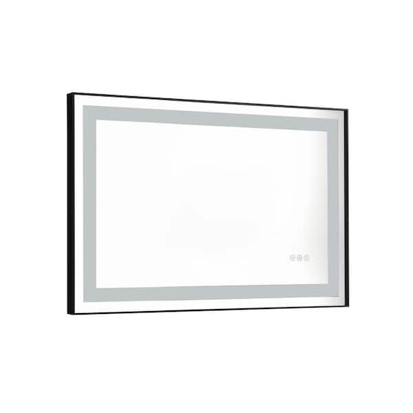 Unbranded 47.6 in. W x 36 in. H Rectangular Framed Wall Mount Bathroom Vanity Mirror High Lumen Anti-Fog Separately Control