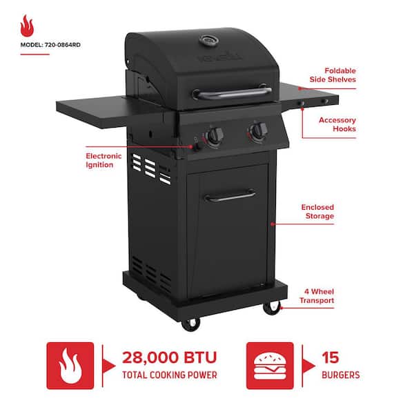 Nexgrill 2 Burner Propane Gas Grill with Folding Side Shelves in