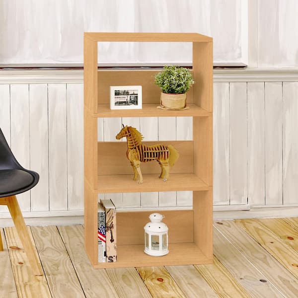 Way Basics Triplet Eco zBoard Tool Free Assembly Natural Open Bookcase