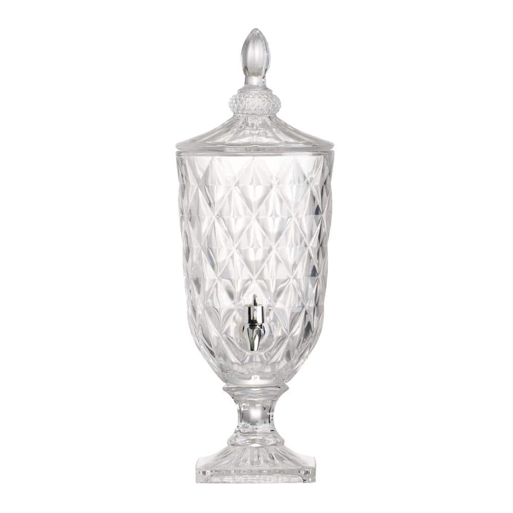 A & B Home 19 in. Clear Polished Silver Lidded Drink Dispenser