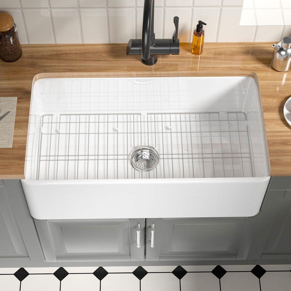 Vomlor 33 in. Farmhouse Sink Fireclay Kitchen Sink Single Bowl