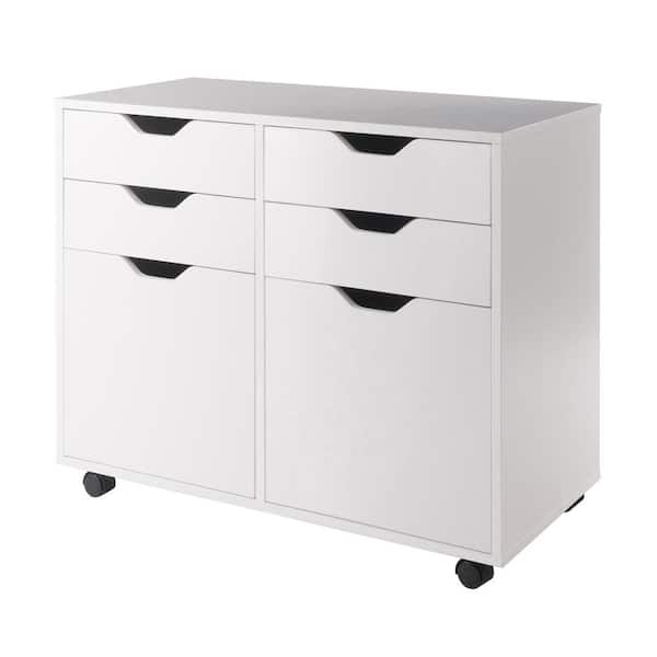 WINSOME WOOD Halifax White 2 Section Mobile Storage Cabinet