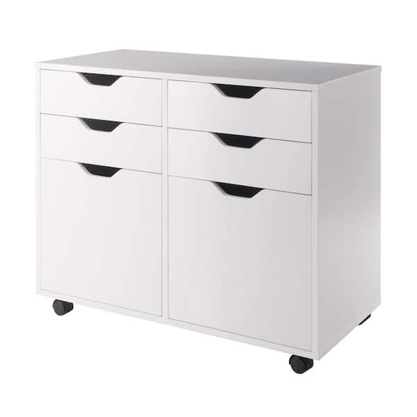 WINSOME WOOD Halifax White 2 Section Mobile Storage Cabinet 10622 - The ...