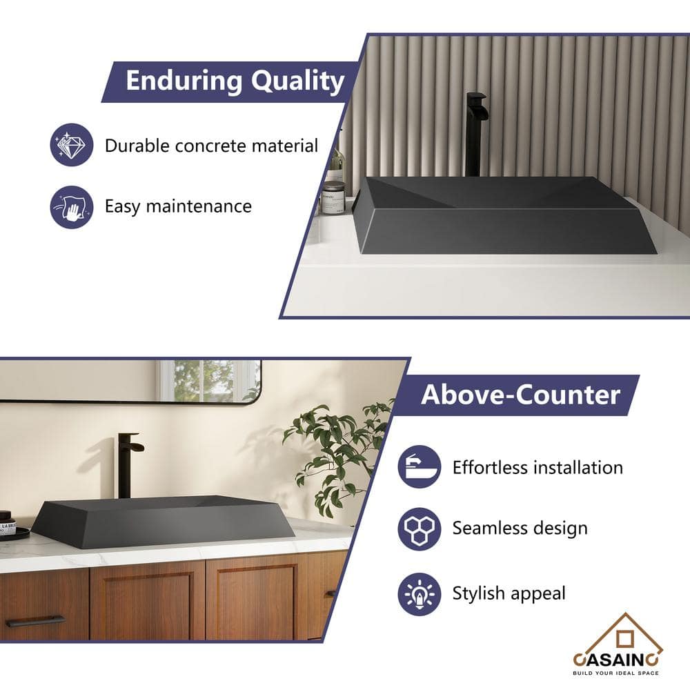 Black Earth Rectangular Ceramic Above-Counter Vessel Sink