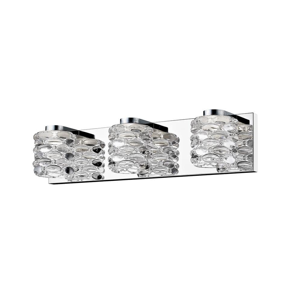 Dawson 20.47 in. 3-Light Chrome Integrated LED Shaded Vanity Light with ...