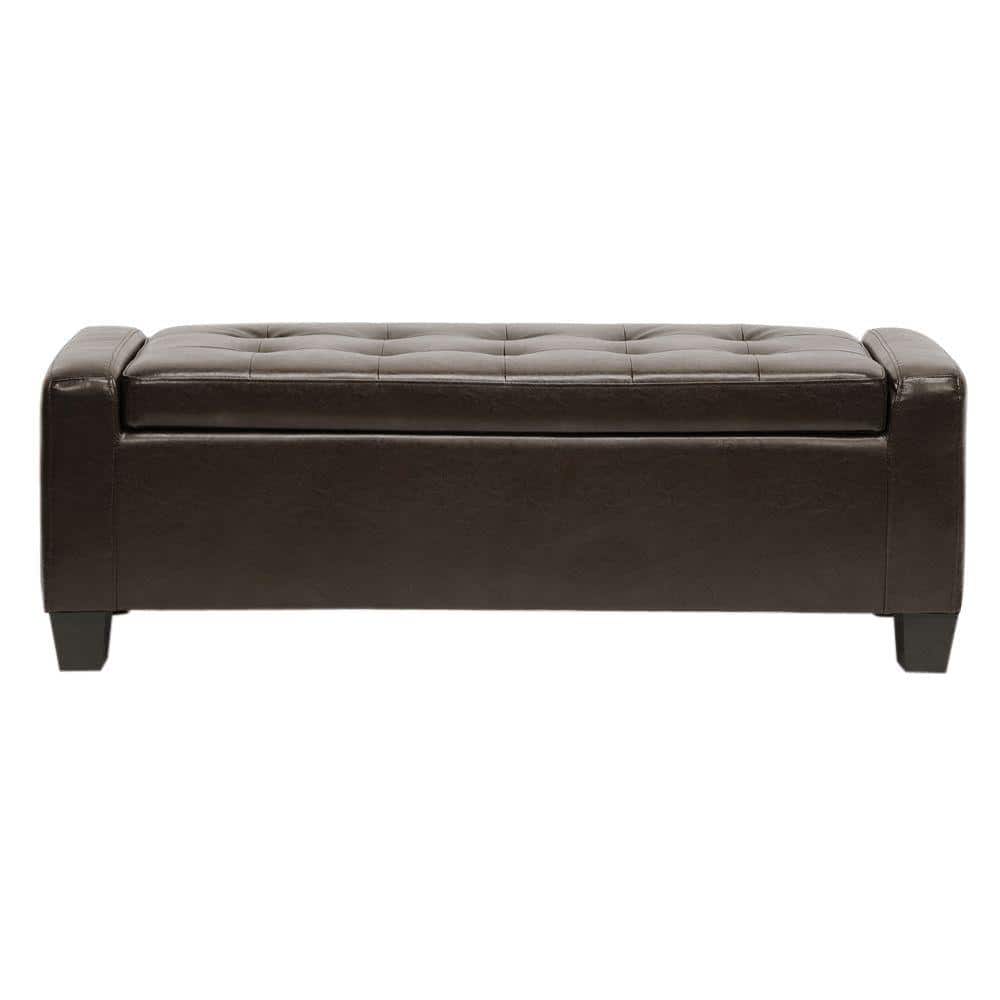 Manchester Dark Brown Bonded Leather Storage Ottoman