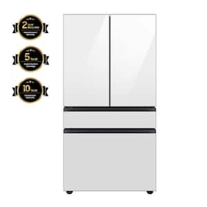 Bespoke 23 cu. ft. 4-Door French Door Smart Refrigerator with Autofill Water Pitcher in White Glass, Counter Depth