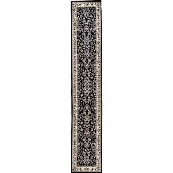 Unique Loom Sialk Hill Washington Black 3' 0 x 16' 5 Runner Rug