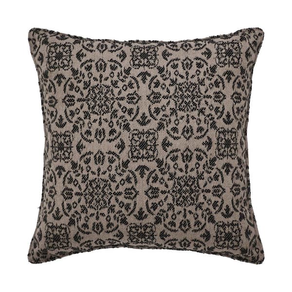 VHC BRANDS Custom House Natural Primitive Black Country Jacquard 9 in. x 9 in. Throw Pillow