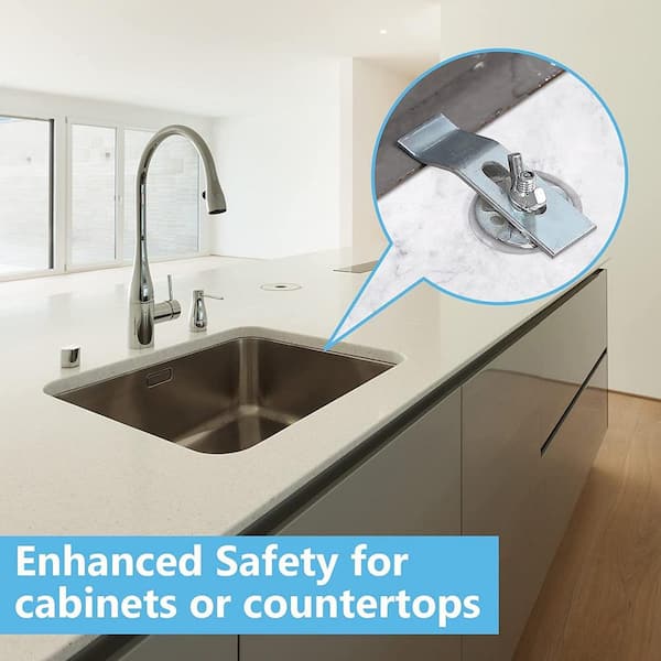 Numhew 0.4 in. H x 2.6 in. W x 0.79 in. D Silver Undermount Sink Clips, Sink Mounting Kit Bracket (24-Pack)