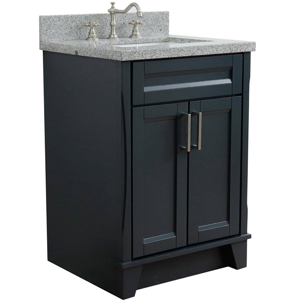 25in.W x 22in.D x 35.5in.H Single Bath Vanity in Dark Gray w Gray Granite Vanity Top w White Rectangle Basin and Mirror price history on PriceWatchPro