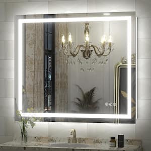 40 in. W x 36 in. H Rectangular Frameless Front & Back LED Lighted Anti-Fog Tempered Glass Wall Bathroom Vanity Mirror