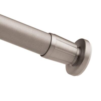 Donner 62 in. Straight Shower Rod with Adjustable Flange in Brushed Nickel