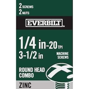 1/4 in.-20 x 3-1/2 in. Combo Round Head Zinc Plated Machine Screw (2-Pack)