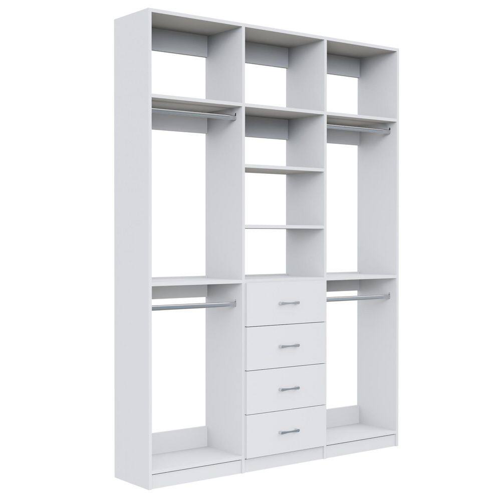 Alto Collection 72 in W White Wall Mounted 2 Double Hang and 4-Drawer w Extensions Wood Closet System price history on PriceWatchPro