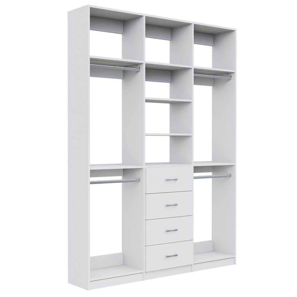 Alto Collection 75 in W White Wall Mounted 2 Double Hang and 4-Drawer w Extensions Wood Closet System price history on PriceWatchPro