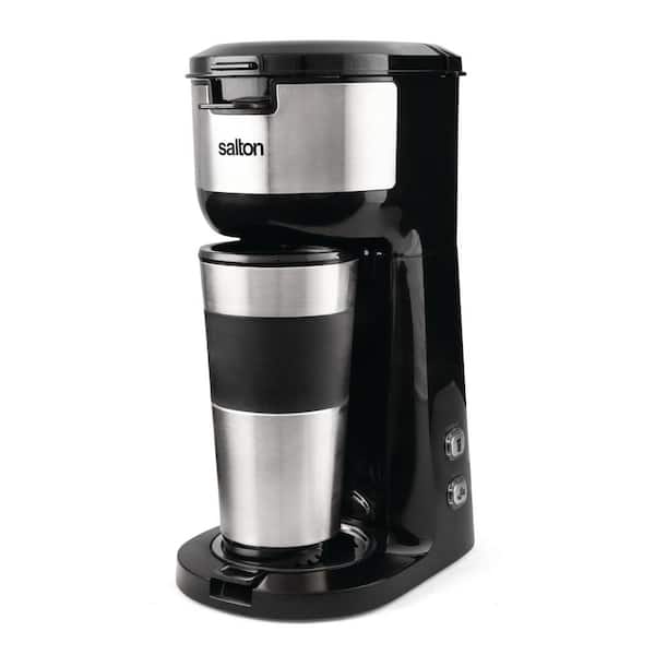 Salton 1.75-Cup 2-in-1 Black 1-Touch Single Serve Travel Coffee Maker with  LED Buttons FC1952 - The Home Depot