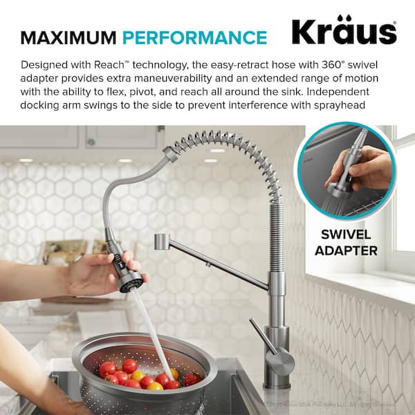KRAUS Bolden 2-in-1 Commercial Style Pull-Down Single Handle Water