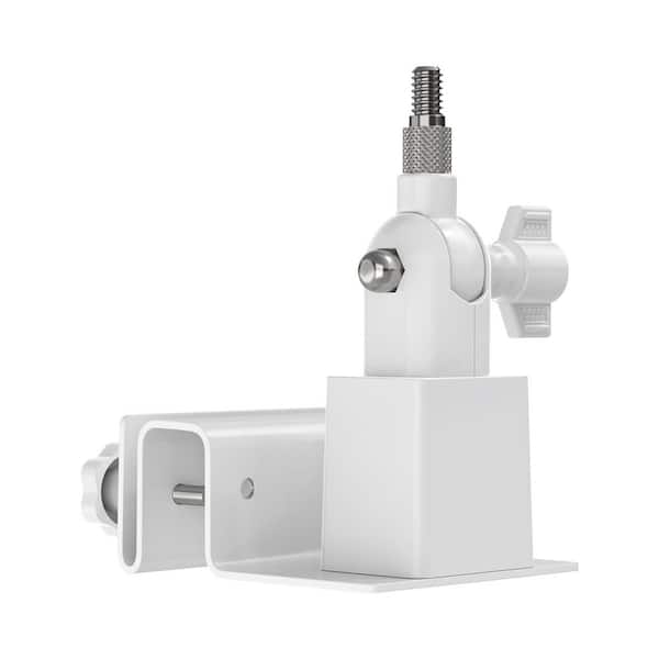 White Solar Stainless Steel and Plastic Panel Gutter Mount, 360° Adjustable, Easy to Install and Move, Waterproof