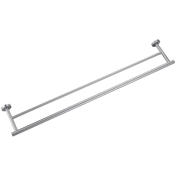 IVIGA Thicken SUS 304 Stainless Steel Double Round Bar 36 in. Wall Mount Towel Bar Bath Hardware Accessory in Brushed Nickel