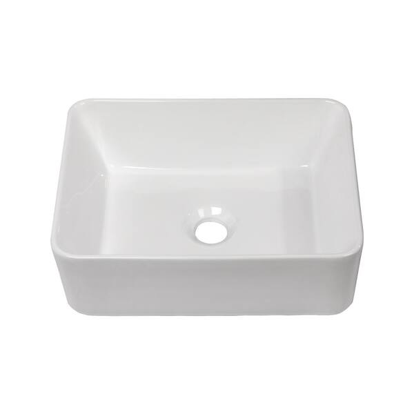 Staykiwi 5 in. Ceramic Rectangular Vessel Bathroom Sink in White ...