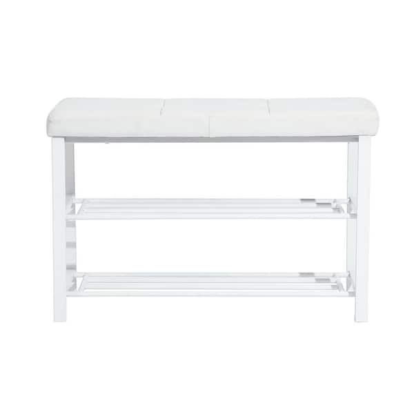 White Metal Shoe Storage Bench Nets, Shoe Storage Bench For Small Entryway