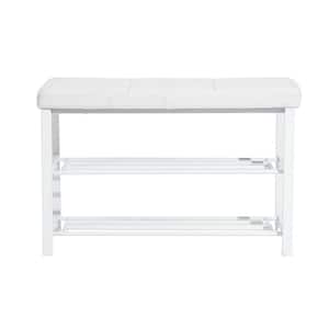20.5 in. H 32.3 in. W White Metal Shoe Storage Bench